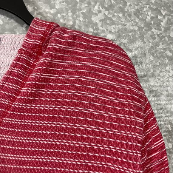 Chaps Red Striped Poncho Style Hoodie Pullover - Size Medium - Kangaroo Pocket - Picture 2 of 7